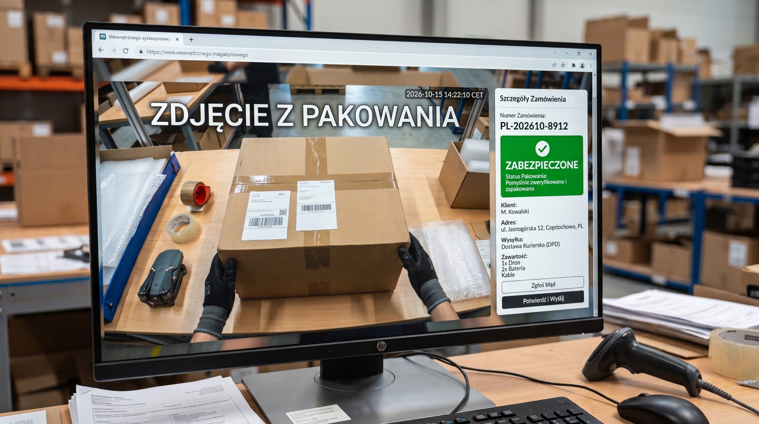 Zdjęcie paczki z momentu pakowania